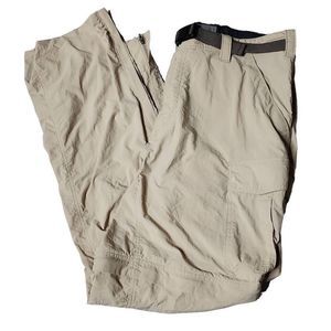 Vintage belted convertible nylon khaki zip off cargo pants